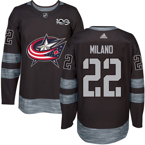 Adidas Columbus Blue Jackets #22 Sonny Milano Black 1917-2017 100th Anniversary Stitched Jersey Men's