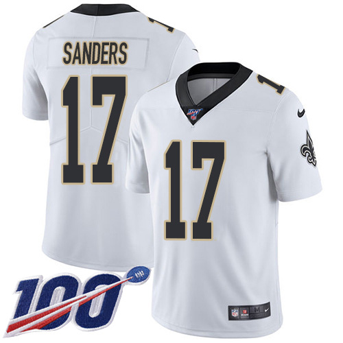 New Orleans Saints #17 Emmanuel Sanders White Men's Stitched 100th Season Vapor Untouchable Limited Jersey Men's