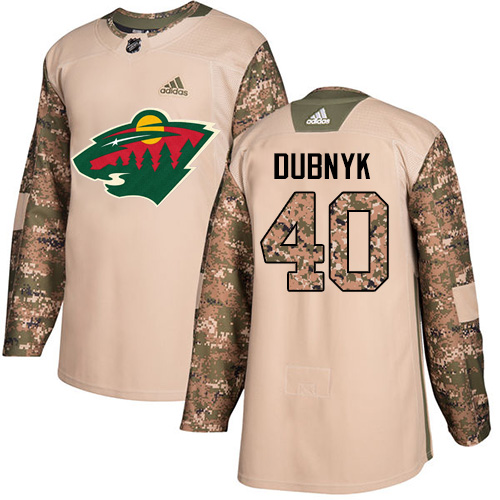 Adidas Minnesota Wild #40 Devan Dubnyk Camo Authentic 2017 Veterans Day Stitched Jersey Men's