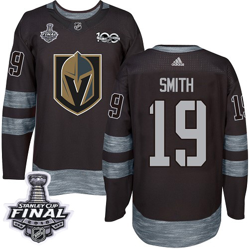 Adidas Golden Vegas Golden Knights #19 Reilly Smith Black 1917-2017 100th Anniversary 2018 Stanley Cup Final Stitched Jersey Men's