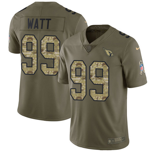 Cardinals #99 J.J. Watt Olive/Camo Men's Stitched Limited 2017 Salute To Service Jersey