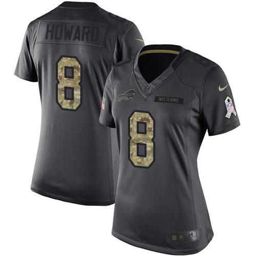 Buffalo Bills #8 O. J. Howard Black Women's Stitched Limited 2016 Salute to Service Jersey Womens