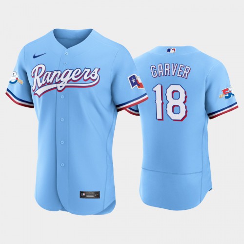 Texas Texas Rangers #18 Mitch Garver Authentic 50th Anniversary Men's Alternate Jersey - Light Blue Men's