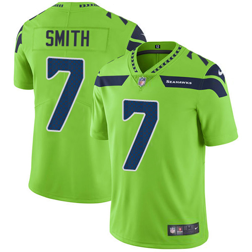 Seahawks #7 Geno Smith Green Youth Stitched Limited Rush Jersey