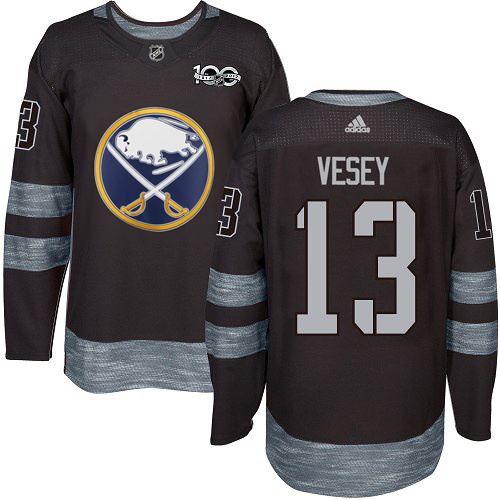 Adidas Buffalo Sabres #13 Jimmy Vesey Black 1917-2017 100th Anniversary Stitched Jersey Men's