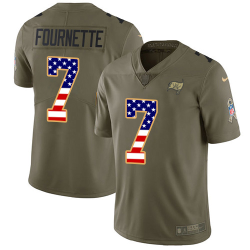 Tampa Bay Buccaneers #7 Leonard Fournette Olive/USA Flag Youth Stitched Limited 2017 Salute To Service Jersey