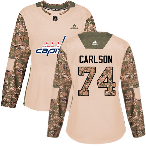 Adidas Washington Capitals #74 John Carlson Camo Authentic 2017 Veterans Day Women's Stitched Jersey Womens