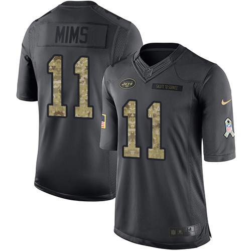 New York Jets #11 Denzel Mim Black Men's Stitched Limited 2016 Salute to Service Jersey Men's