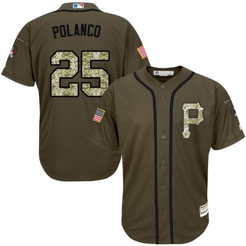 Pittsburgh Pirates #25 Gregory Polanco Green Salute to Service Stitched Jersey Men's