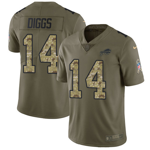 Bills #14 Stefon Diggs Olive/Camo Men's Stitched Limited 2017 Salute To Service Jersey