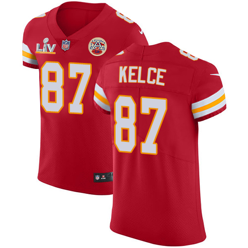 Chiefs #87 Travis Kelce Red Team Color Men's Super Bowl LV Bound Stitched Vapor Untouchable Elite Jersey