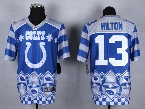 Colts #13 T.Y. Hilton Royal Blue Men's Stitched Elite Noble Fashion Jersey