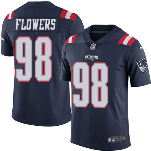 New England Patriots #98 Trey Flowers Navy Blue Youth Stitched Limited Rush Jersey Youth