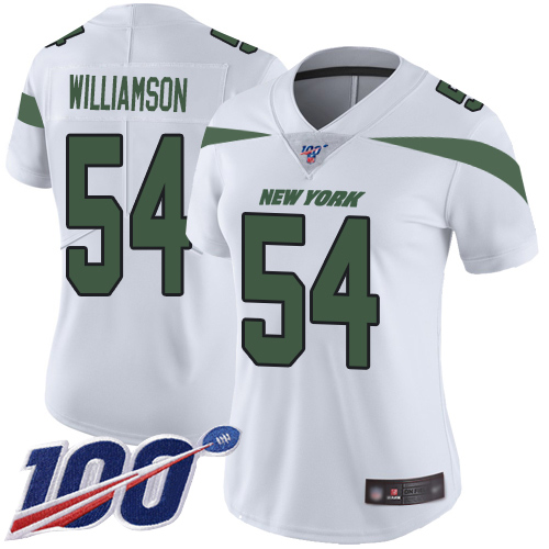 New York Jets #54 Avery Williamson White Women's Stitched 100th Season Vapor Limited Jersey Womens