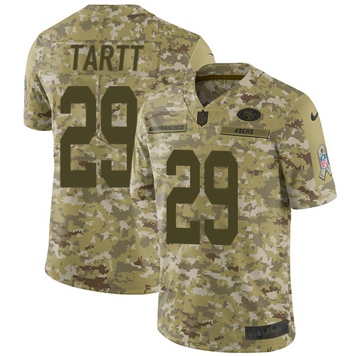 San Francisco 49ers #29 Jaquiski Tartt Camo Men's Stitched Limited 2018 Salute To Service Jersey Men's