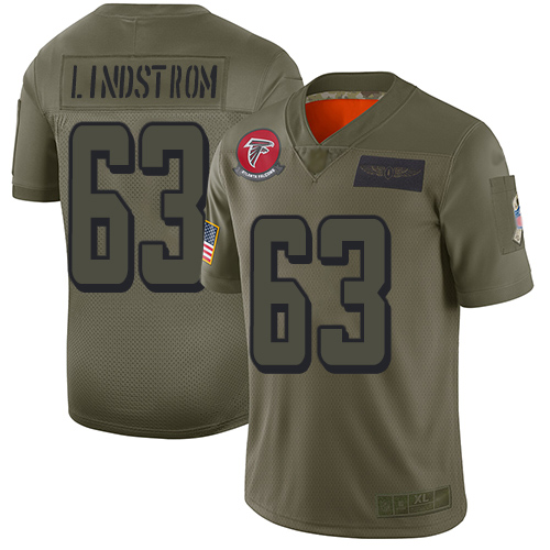 Atlanta Falcons #63 Chris Lindstrom Camo Men's Stitched Limited 2019 Salute To Service Jersey Men's