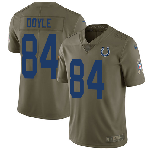 Indianapolis Colts #84 Jack Doyle Olive Men's Stitched Limited 2017 Salute To Service Jersey Men's