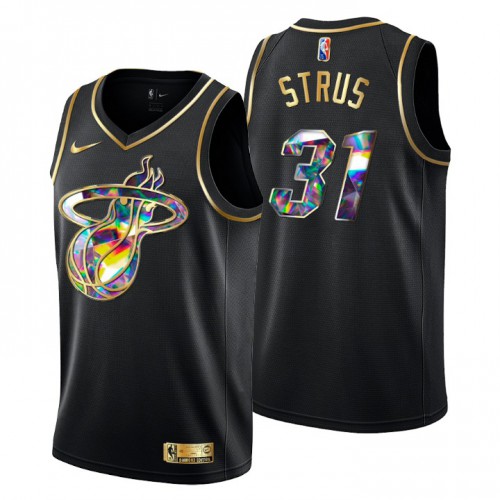 Miami Miami Heat #31 Max Strus Mens Golden Edition Diamond Logo 2021/22 Swingman Jersey - Black Mens