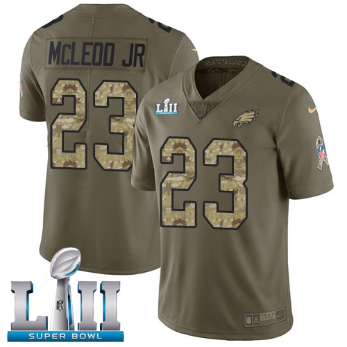 Philadelphia Eagles #23 Rodney McLeod Jr Olive/Camo Super Bowl LII Men's Stitched Limited 2017 Salute To Service Jersey Men's