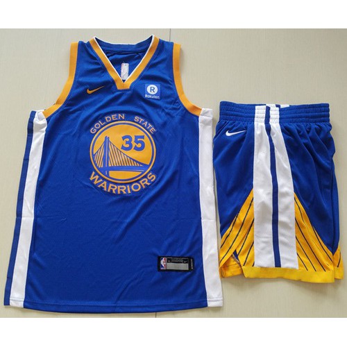 Golden State Warriors #35 Kevin Durant Blue A Set Youth Swingman Icon Edition Jersey Youth