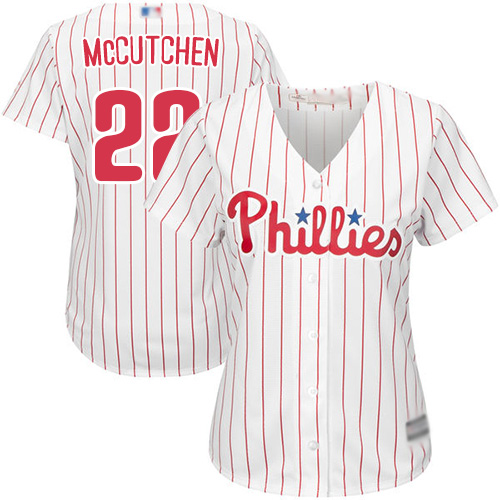 Philadelphia Phillies #22 Andrew McCutchen White(Red Strip) Home Women's Stitched Jersey Womens