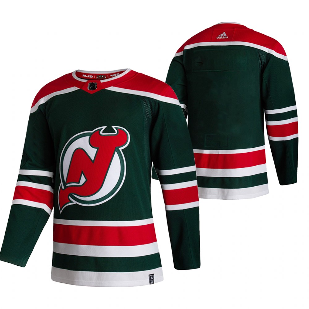 New Jersey Devils Blank Green Men's Adidas 2020-21 Reverse Retro Alternate Jersey