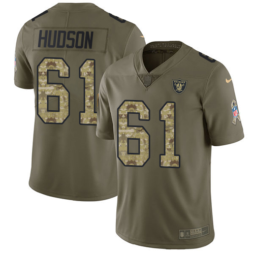 Las Vegas Raiders #61 Rodney Hudson Olive/Camo Men's Stitched Limited 2017 Salute To Service Jersey Men's