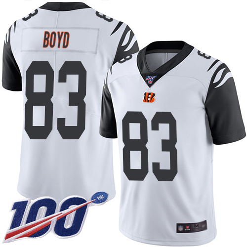 Bengals #83 Tyler Boyd White Men's Stitched Limited Rush 100th Season Jersey