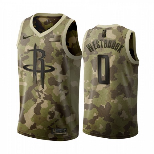 Houston Rockets #0 Russell Westbrook 2019 Salute to Service Desert Camo Jersey Mens