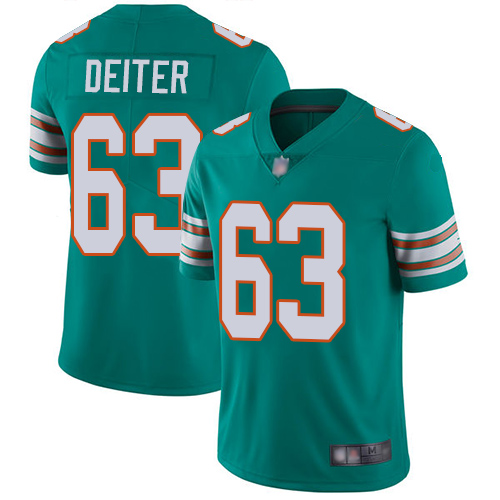 Miami Dolphins #63 Michael Deiter Aqua Green Alternate Men's Stitched Vapor Untouchable Limited Jersey Men's