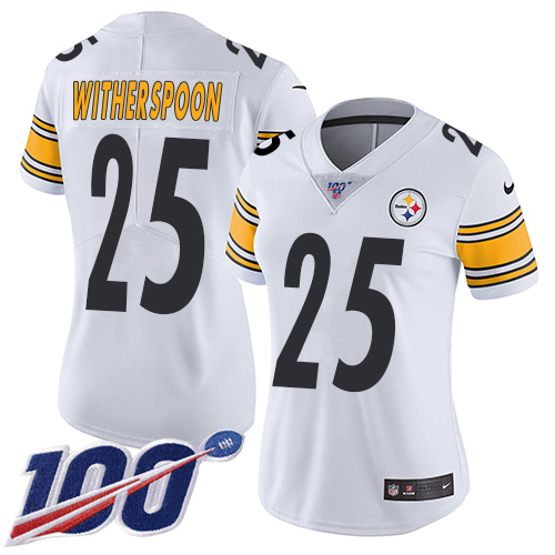 Steelers #25 Ahkello Witherspoon White Women's Stitched 100th Season Vapor Untouchable Limited Jersey
