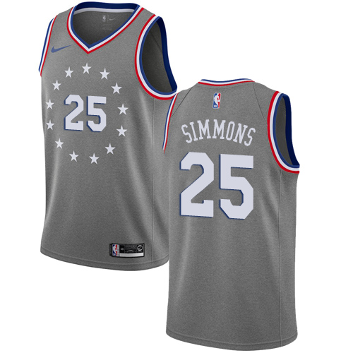Philadelphia 76ers #25 Ben Simmons Gray Swingman City Edition 2018/19 Jersey Mens