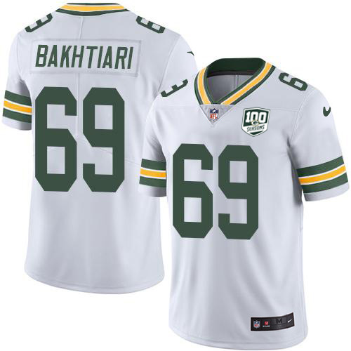 Green Bay Packers #69 David Bakhtiari White Men's 100th Season Stitched Vapor Untouchable Limited Jersey Men's