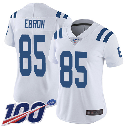 Indianapolis Colts #85 Eric Ebron White Women's Stitched 100th Season Vapor Limited Jersey Womens