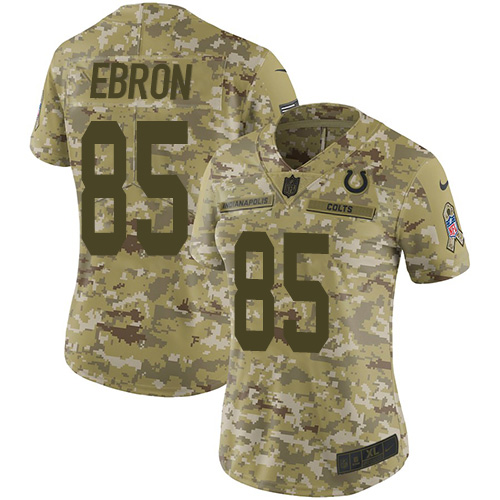 Indianapolis Colts #85 Eric Ebron Camo Women's Stitched Limited 2018 Salute to Service Jersey Womens