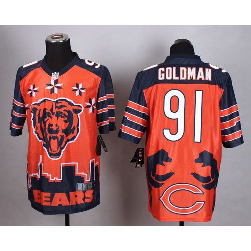 Chicago Bears #91 Eddie Goldman Orange Men's Stitched Elite Noble Fashion Jersey Men's