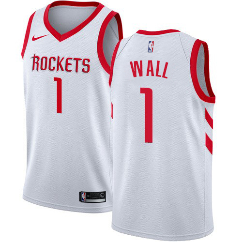 Houston Rockets #1 John Wall White Womens Swingman Association Edition Jersey Womens