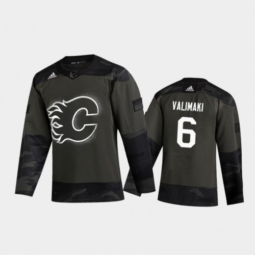 Calgary Calgary Flames #6 Juuso Valimaki Men's Adidas 2020 Veterans Day Authentic Jersey - Camo Men's