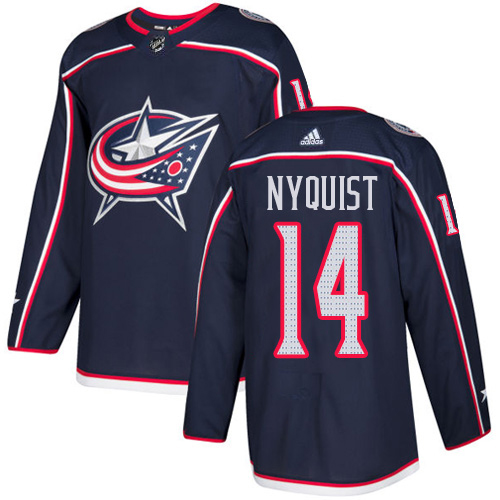 Adidas Columbus Blue Jackets #14 Gustav Nyquist Navy Blue Home Authentic Stitched Jersey Men's
