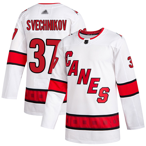 Adidas Carolina Hurricanes #37 Andrei Svechnikov White Road Authentic Stitched Youth Jersey Youth