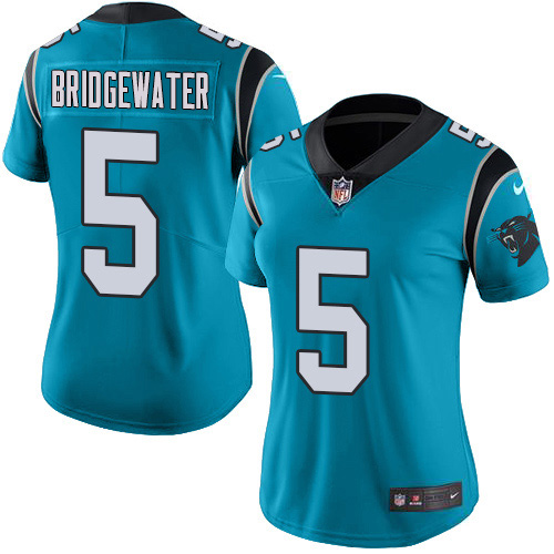 Carolina Panthers #5 Teddy Bridgewater Blue Alternate Women's Stitched Vapor Untouchable Limited Jersey Womens
