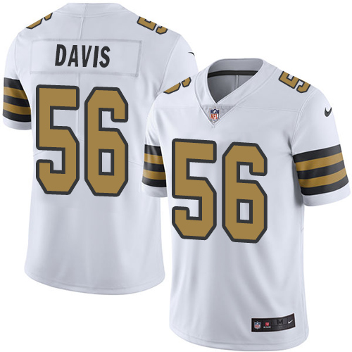 New Orleans Saints #56 DeMario Davis White Men's Stitched Limited Rush Jersey Men's