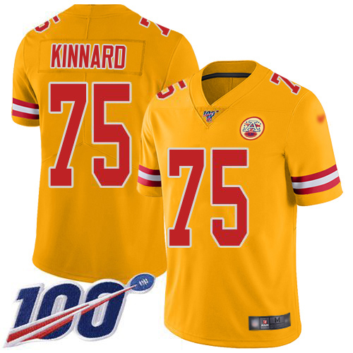 Chiefs #75 Darian Kinnard Gold Youth Stitched Limited Inverted Legend 100th Season Jersey