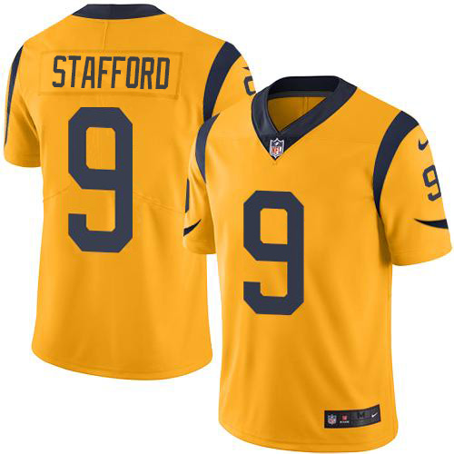 Los Angeles Rams #9 Matthew Stafford Gold Youth Stitched Limited Rush Jersey