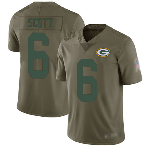 Green Bay Packers #6 JK Scott Olive Men's Stitched Limited 2017 Salute To Service Jersey Men's