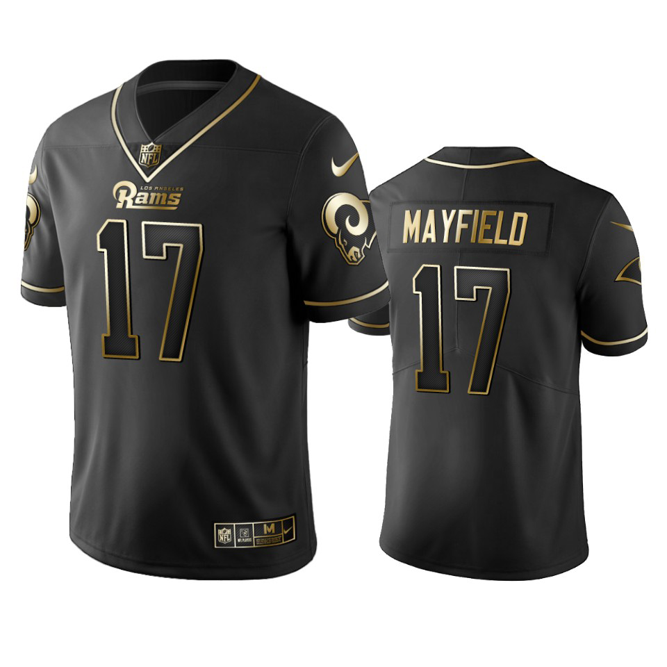 Rams #17 Baker Mayfield Black Golden Limited Edition Stitched Jersey
