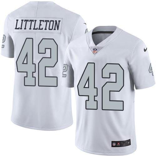Las Vegas Raiders #42 Cory Littleton White Men's Stitched Limited Rush Jersey Men's