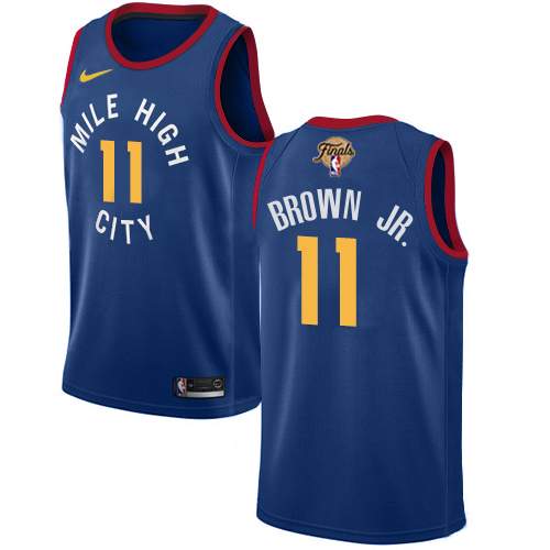 Nuggets #11 Bruce Brown Jr. Blue Women's 2023 Finals Patch Swingman Statement Edition Jersey