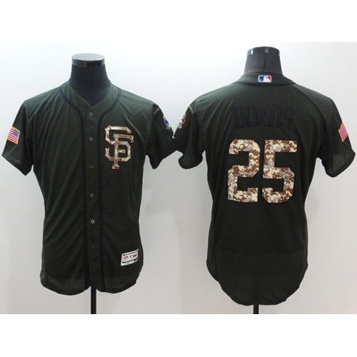 San Francisco Giants #25 Barry Bonds Green Flexbase Authentic Collection Salute to Service Stitched Jersey Men's