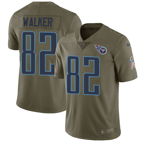 Tennessee Titans #82 Delanie Walker Olive Men's Stitched Limited 2017 Salute to Service Jersey Men's